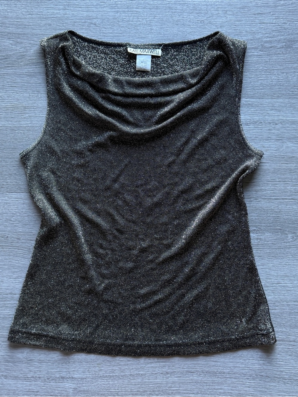 Black Metallic Cowl Neck Women's Top